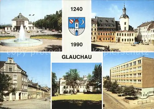 Glauchau Bahnhof Markt mit  Rathaus Schloss Forderglauchau Kat. Glauchau