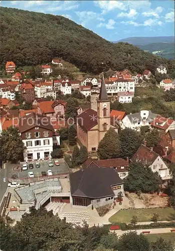 Lindenfels Odenwald Teilansicht Kirche Fliegeraufnahme Kat. Lindenfels