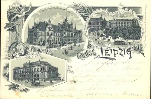 Leipzig Deutsches Buchhaendlerhaus Reichsbank Boerse Litho Kat. Leipzig