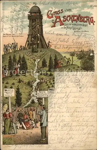 Leipzig Aschenberg Aussichtsturm Leipziger Berge Litho Kat. Leipzig