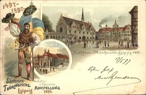 Leipzig Rathaus Naschmarkt Saechsisch Thueringische Industrie und Gewerbe Ausstellung Kat. Leipzig