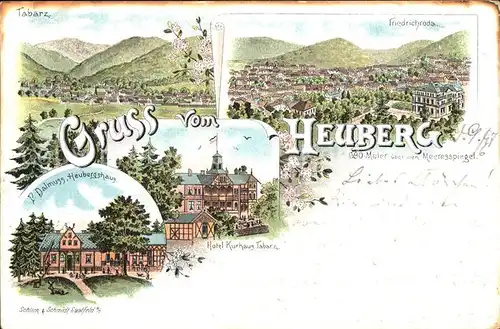 Tabarz Friedrichroda Heuberg Haus Hotel Kurhaus Litho Kat. Tabarz Thueringer Wald