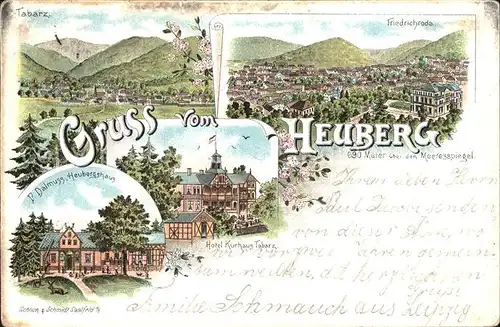 Tabarz Friedrichroda Heuberg Haus Hotel Kurhaus Litho Kat. Tabarz Thueringer Wald