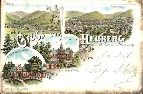 Tabarz Friedrichroda Heuberghaus Hotel Kurhaus Litho Kat. Tabarz Thueringer Wald