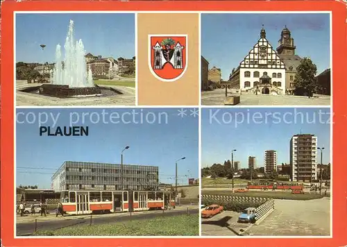 Plauen Vogtland Springbrunnen Rathaus Oberer Bahnhof Punkthaeuser Kat. Plauen