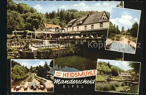 Manderscheid Eifel Hotel Cafe Heidsmuehle Terrasse Bruecke Springbrunnen Kat. Manderscheid