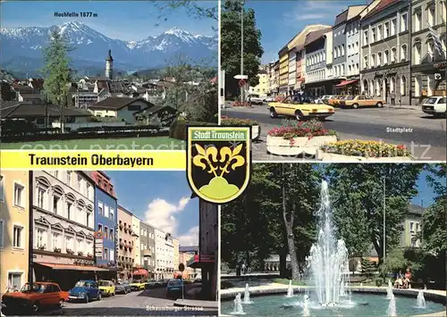 Traunstein Oberbayern Hochfelln Stadtplatz Schaumburger Strasse Springbrunnen Kat. Traunstein