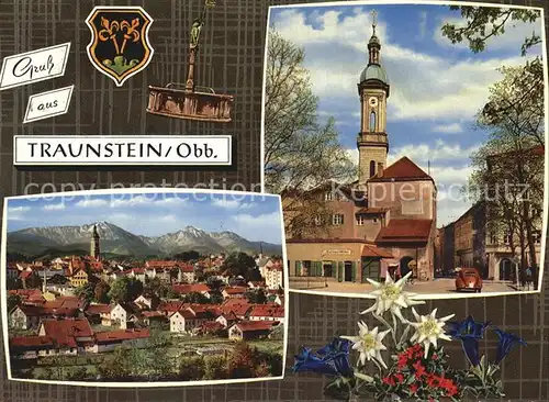 Traunstein Oberbayern Stadtblick Kirche Kat. Traunstein