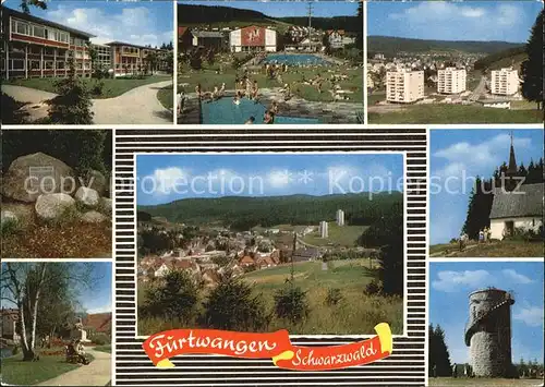 Furtwangen Teilansichten Panorama Gedenktafel Kapelle Turm Kat. Furtwangen im Schwarzwald