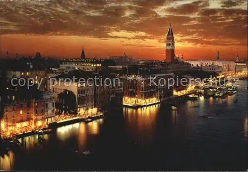 Venezia Venedig Bacino San Marco notturno Nachtaufnahme Kat. 