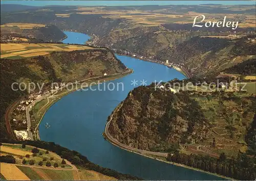 Loreley Lorelei Fliegeraufnahme Rheinpartie Kat. Sankt Goarshausen