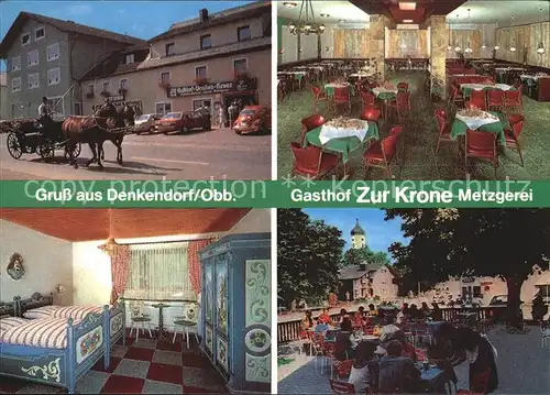 Denkendorf Oberbayern Gasthof Zur Krone Gastraum Zimmer Gartenwirtschaft Pferdekutsche Kat. Denkendorf