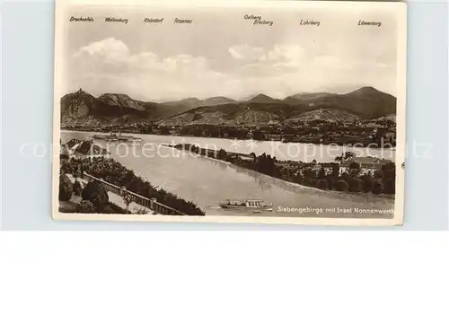 Nonnenwerth Panorama mit Drachenfels Lohnberg  Kat. Remagen