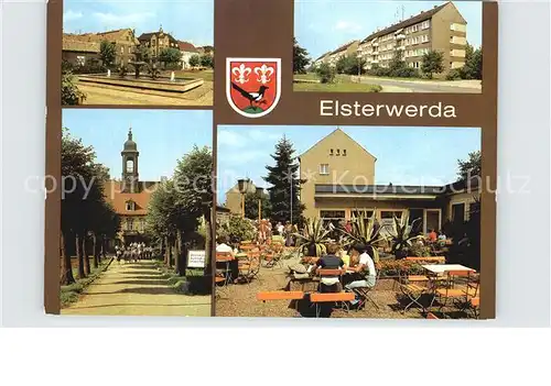 Elsterwerda Wappenbrunnen Strasse des Aufbaus Schloss Elsterwerda Eiscafe Kat. Elsterwerda