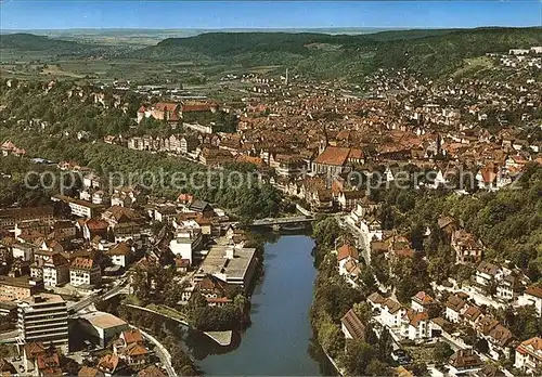 Tuebingen Blick von Osten auf den Neckar und Schloss Universitaetsstadt Fliegeraufnahme Kat. Tuebingen