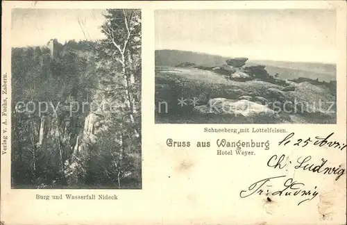 Wangenburg Burg Wasserfall Nideck Schneeberg Lottelfelsen Kat. Wangenbourg Engenthal