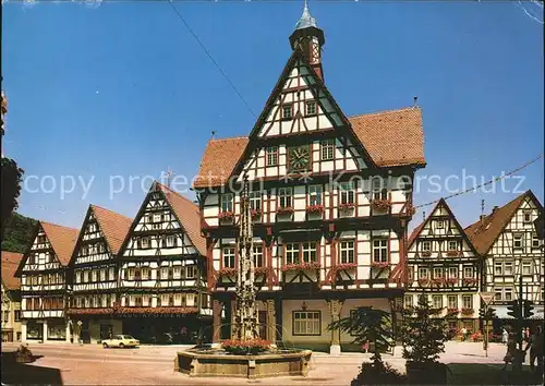 Bad Urach Fachwerkhaus mit Brunnen Kat. Bad Urach