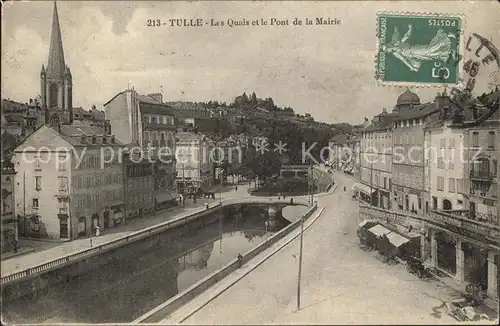 Tulle Correze Les Quais et le Pont de la Mairie Eglise Kat. Tulle