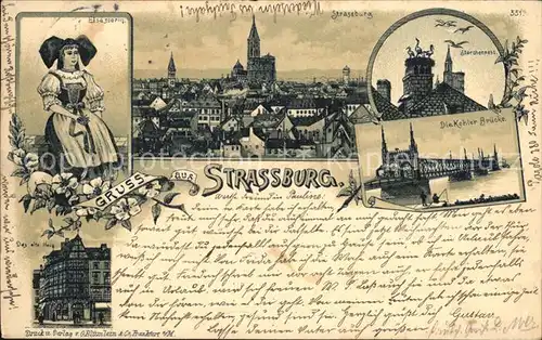 Strassburg Elsass Elsaesserin Storchennest Kehler Bruecke Altes Haus Kat. Strasbourg