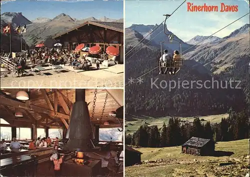 Davos GR Bergbahnen Rinerhorn Restaurant Jatzmeder mit Amselfluh Kat. Davos