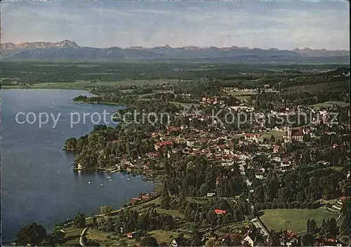 Tutzing Starnberger See Fliegeraufnahme mit Zugspitze