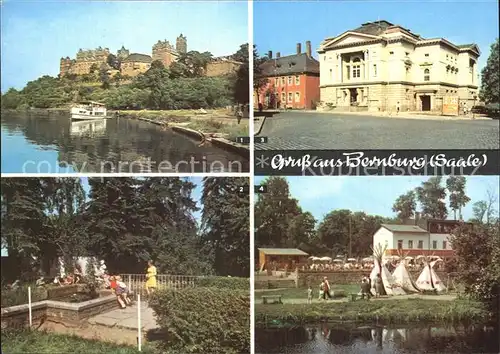 Bernburg Saale Schloss Kaffeegarten Paradies Goldfischteich Karl Maria von Weber Theater Cafe Baerenburg und Indianerdorf Kat. Bernburg