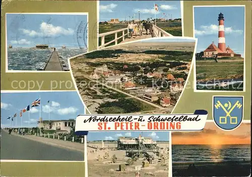 St Peter Ording Promenade Fliegeraufnahme Leuchtturm Strand  Kat. Sankt Peter Ording