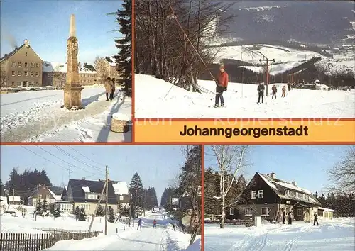 Johanngeorgenstadt Postmeilensaeule Skilift Steinbach Gasthaus Sauschwemme Kat. Johanngeorgenstadt