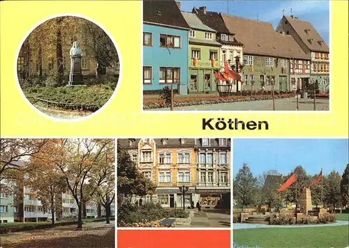 Koethen Anhalt Bachdenkmal Holzmarkt Bernhard Kellermann Str Unterer Boulevard Denkmal Karl Marx Allee Kat. Coethen