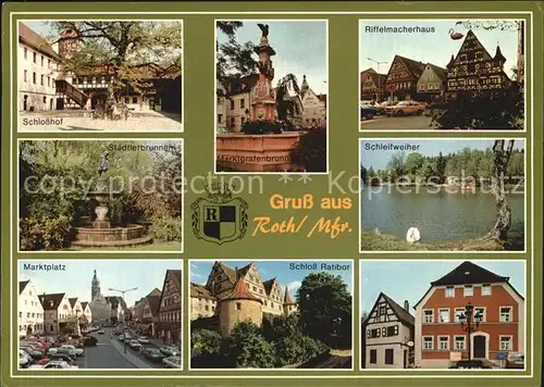 Roth Nuernberg Schlosshof Markgrafenbrunnen Riffelmacherhaus Schleifweiher Marktplatz Schloss Ratibor Kat. Roth