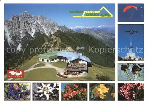 Fulpmes Tirol Panoramarestaurant am Kreuzjoch Sennjoch Gipfelkreuz Alpenblumengarten Startplatz fuer Drachenflieger Kat. Fulpmes