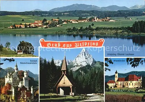 Urspring Steingaden Schloss Neuschwanstein Lechsee Wieskirche  Kat. Steingaden