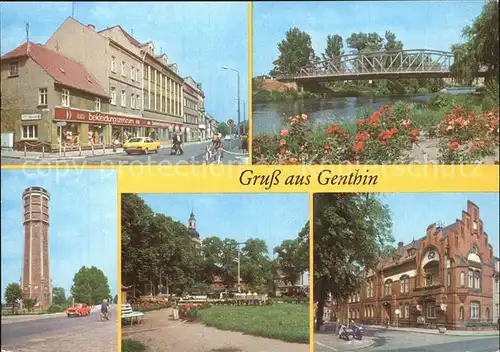 Genthin Ernst Thaelmann Strasse Plauer Kanal Wasserturm Rathaus Kat. Genthin