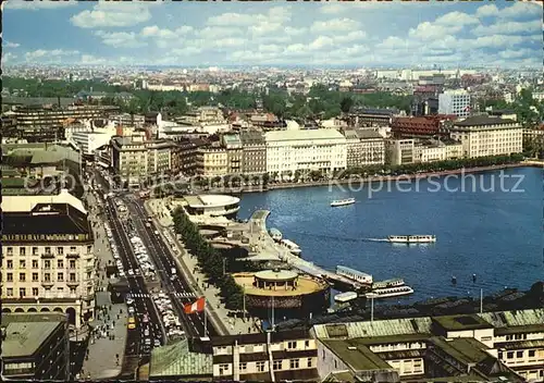 Hamburg Jungfernstieg mit Binnenalster Fliegeraufnahme Kat. Hamburg