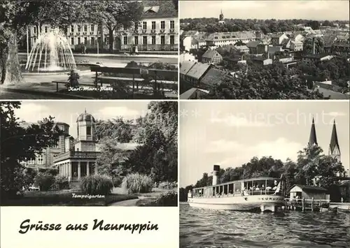 Neuruppin Karl Marx Platz Stadtblick Tempelgarten Fahrgastschiff Kat. Neuruppin