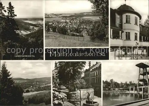 Markneukirchen Landesgemeindetal Panorama Gewerbemuseum Ernst Thaelmann Platz Schwimmbad Kat. Markneukirchen