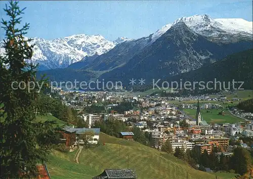 Davos GR Blick auf Rhaetikon Seehorn und Pischahorn Kat. Davos