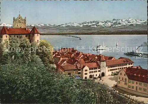 Meersburg Bodensee Panorama Schloss Schweizer Alpen Kat. Meersburg