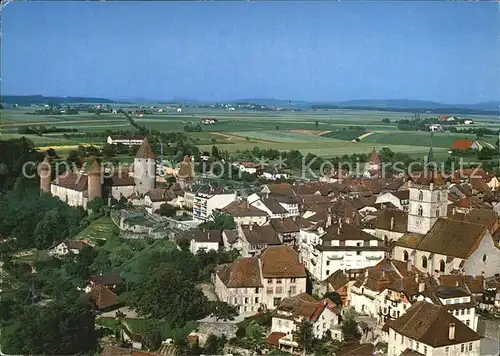 Estavayer le Lac Fliegeraufnahme Eglise et le Chateau Kat. Estavayer le Lac