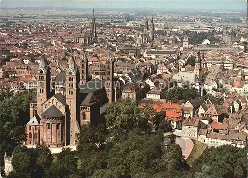 Speyer Rhein Fliegeraufnahme mit Kaiserdom  Kat. Speyer