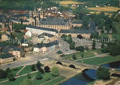 Echternach Fliegeraufnahme mit Kirche und Bruecke Kat. Luxemburg