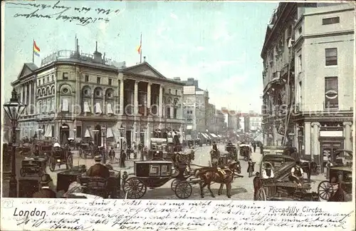 London Piccadilly Circus Traffic Pferdekutschen Kat. City of London