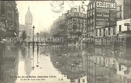 Paris La Crue de la Seine Rue de Lyon Hochwasser Katastrophe Kat. Paris