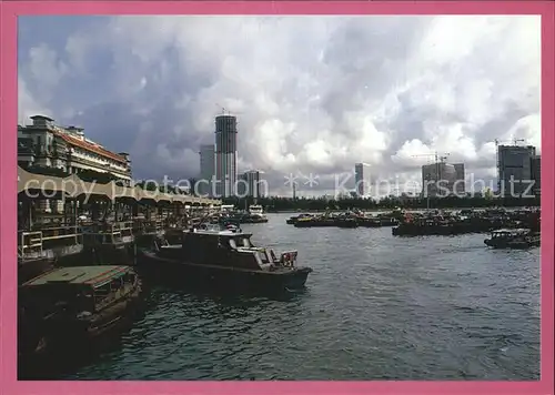 Singapore Tongkangs ferries and boats at Singapores Clifford Pier Kat. Singapore