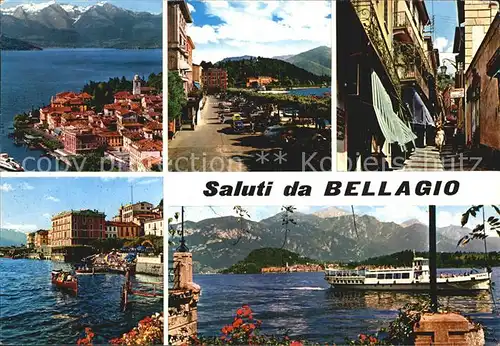 Bellagio Lago di Como Teilansicht Personenschiff Kleine GassePromenade