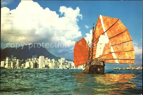 Hongkong Skyline Segelschiff Kat. China