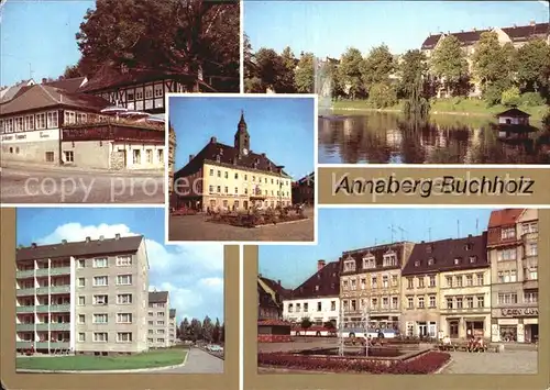 Annaberg Buchholz Erzgebirge HO Gaststaette Frohnauer Hammer Schutzteich Rathaus Markt Kat. Annaberg
