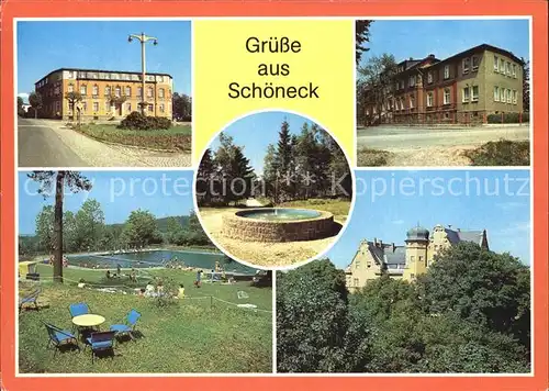 Schoeneck Vogtland HO Hotel Schoenecker Hof Kinderkurheim Freibad Rathaus Kat. Schoeneck Vogtland