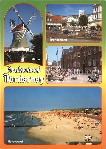 Norderney Nordseebad Muehle Brunnenplatz Poststrasse Nordstrand Kat. Norderney