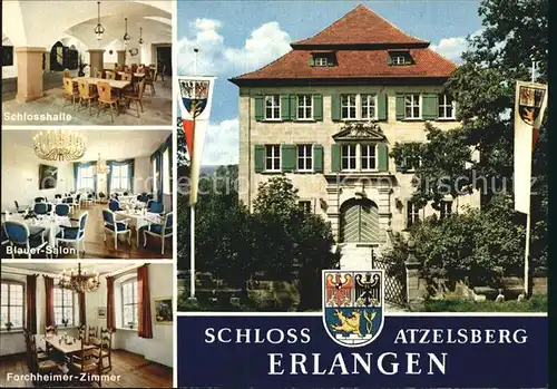 Erlangen Schloss Atzelsberg Schlosshalle Blauer Salon Forchheimer Zimmer  Kat. Erlangen